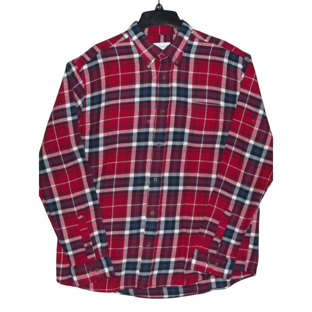 Saddlebred Flannel Shirt Mens Size XL plaid red blue black white Classic Fit